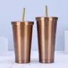 Taza de Acero Inoxidable 304 con Borde Dorado, Termo Portátil para Exteriores, Taza Práctica Estilo Fresco para Montar en Coche