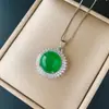 Novo desejo transfronteiriço mais vendido semente de gelo fluorescente rodada verde calcedônia conjunto de temperamento presente de aniversário feminino 14*14
