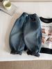 Nausicaä do Vale 2025 Inverno Novas Calças Infantis Versáteis Jeans Espessado com Forro de Lã para Meninos e Meninas Calças Slim Retrô