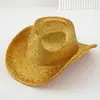 Chapéus de Cowboy Western Lisos Brilhantes Escovados para Homens e Mulheres com Aba Curva para Festas, Palco, Acabamento Robusto, Moda Europeia e Americana, Chapéus de Festival