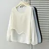 Otoño 2026 Nuevo Talla Grande Diseño de Moda Irregular Hueco Patchwork Falso Dos Piezas Camiseta Superior para Mujer 0711