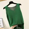 Camisola Suelta Talla Grande para Mujer Verano Tejida Seda Helado Ropa Exterior Cubre Barriga Gordita Sin Mangas Camiseta Camisa Base Interior