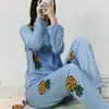 Nuevos Pijamas de Primavera y Otoño para Mujer, Pantalones de Manga Larga, Dibujos Animados Lindos, Casual y Cómodos, Ropa de Casa para Dormitorio de Estudiantes, Conjunto de Dos Piezas