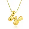 Collar con colgante de 26 letras del alfabeto inglés, chapado en cobre transfronterizo, oro real de 18k, liso, de burbuja de globo, gordito, lindo, versión Q
