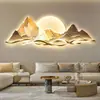 Pintura decorativa de sala de estar de luxo leve moderna com montanha Sentido de alto nível Atmosférico Paisagem Pintura de lâmpada de parede Sofá Fundo Pintura de parede