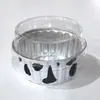 Caixa de Papel Alumínio Pote para Pudim Sobremesa Tarte de Ovo com Tampa Redonda Especial para Forno Air Fryer Forma de Bolo de Alumínio Lanche