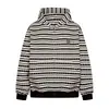 Sudadera con capucha de rayas rosas, estilo pastoral, bordada retro en color rosa brillante, adecuada para el uso diario y salidas casuales en el campo