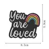 Inspiradoras Citas en Inglés Blanco y Negro Creativas Transfronterizas Corazón de Dibujos Animados Creativo Arcoíris Letra Insignia Termoadhesiva