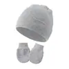 Comercio Exterior Otoño e Invierno Conjunto de Gorro y Guantes Anti-Rayaduras para Bebé Recién Nacido Gorro de Punto de Color Sólido Gorro para Bebé Suministros para Bebé