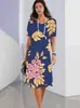 Comercio Exterior Transfronterizo Explosiones Elegante Vestido de Verano para Mujer con Estampado Digital 3D de Flores de Colores de Manga Corta