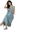 Pijama de Verano para Mujer, Estilo Nuevo, sin Mangas, Fresco y de Alta Gama, Holgado y Sencillo, Color Sólido, Ropa para el Hogar, con Almohadillas en el Pecho y Tirantes