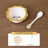Conjunto de Louça Infantil de Leão Desenho Animado Fofo com Alto Valor Estético, Tigela para Comida de Bebê Doméstica de Melamina, Colher e Prato Dividido