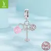 Yinziyun Original Pesa Rusa Rosa Colgante Balón de Voleibol Mancuerna Accesorios Dulce Estilo Deportivo Cuentas de Plata de Ley S925 Venta al por Mayor