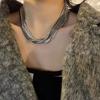 Collar de cadena de metal con temperamento frío y personalidad de moda, estilo vintage, con múltiples capas, estilo transfronterizo de Europa y Estados Unidos