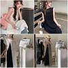 Estilo Primavera e Verão Duas Formas de Usar Frente e Costas Moda Personalizada Blusa de Tricô Saia Longa com Fenda nas Costas Vestido de Gola Redonda Vazado Proteção Solar Feminino