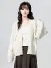 Chaqueta suéter de punto hueco con cuello en V para mujer, primavera y otoño 2026 nuevo estilo de otoño, cárdigan de punto con lazo de encaje, top corto