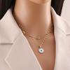 [Ice Meng] Collar de ojo de circón con personalidad, cadena doble de acero inoxidable, joyería transfronteriza europea y americana por N100