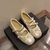 Sapatos Mary Jane Estilo Ballet Francês Feminino 2026 Outono Novo Bico Quadrado Laço Plano Sapatos de Uma Sola Versátil com Saias
