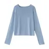 Top de punto fino con cuello redondo, dobladillo enrollado, ajuste slim, ligeramente transparente, con infusión de papel y hilo de papel, para mujer, novedad Primavera 2026, top holgado