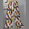 Pantalones de Pijama de Algodón Finos de Verano para Mujer con Estampado de Dibujos Animados, Pantalones de Pierna Ancha para Mujeres Embarazadas, Tallas Grandes, Adecuados para Usar Afuera, Pantalones Largos de Algodón, Exportación