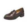Mocasines Augu Shiden Marrones de Suela Gruesa para Mujer 2026 Nuevo Verano Casual Retro Estilo Británico Zapatos Pequeños de Cuero