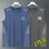 Camiseta Esportiva com Sensação de Gelo para Homens 2026 Novo Uniforme de Basquete Seda de Gelo Respirável Secagem Rápida Top Fitness Sem Mangas Tendência Nacional Camiseta