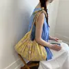 Bolso de Hombro Plegado a Cuadros Retro, Bolso Tote Grande de Capacidad Estilo Universitario para Viajes Diarios, Bolso Cruzado de Moda Estilo Perezoso Ins