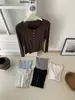 Capa base para mujer Lyocell Tencel Acetato Lana Merino Botones Rayas Otoño Invierno Corte Ajustado Elástico Manga Larga Top Tejido