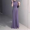 Yiyuan 25029 Big Beauty 2025 - Nueva versión de red de moda simple, top de manga corta, pantalones rectos de pierna ancha, traje para mujer