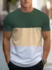 Nova Camiseta Masculina de Verão Europeia e Americana com Manga Curta, Estampa Colorida de Interface 3D, Casual para Exterior, Confortável, Gola Redonda