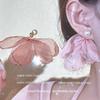 Pendientes de perlas con flores de primavera y playa para mujer 2024, nuevos y populares pendientes de alta gama para mujer, pendientes de tul exquisitos para mujer.