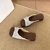 Sandalias sin cordones de estilo coreano y de hada con estampado de lunares blancos florales 35-40(51.24) Yide Mei 7525-29