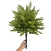 Atacado do Fabricante Plantas Artificiais Transfronteiriças, Folhas de Cipreste de Cinco Ramos, Plantas em Vasos de Plástico, Arbustos para Exterior, Decorações para Amazon, Estacas de Solo