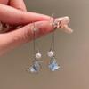 Aretes de Flores Azules Super Blancos Vacaciones Junto al Mar Aretes de Borla Suaves Dulces y Frescos Aretes de Verano para Mujer