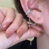 Nuevo Arete de Aguja de Moda Arete de Clip de Una Pieza para Mujer Elegante Simple Versátil Distintivo Arete de Clip de Círculo de Doble Capa