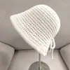 Chapéu Bucket Xadrez Estilo Coreano Feito à Mão com Laço nas Costas Fenda Afina o Rosto Versátil Quente Cobertura Facial Tendência Outono/Inverno Chapéu Bucket