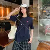 Carta de Amor de VeranoCamiseta casual relajada con estampado de corazón y letra, cuello redondo, manga corta, top estilizado y versátil