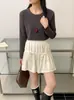 Falda con Tirante de Moño Femenino para Mujer, Nuevo Estilo Otoño Temprano, Estilo Pura Tentación, Falda Corta Gris de Corte A de Cintura Alta para Personas Menudas