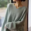 Nuevo Suéter de Lana 100% Holgado Estilo Perezoso con Cuello en V para Otoño e Invierno 2025 Estilo Coreano para Mujer Suéter de Punto de Cachemir para Vestir