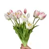 2 flores, 1 botão, flores de tulipa artificiais com toque macio, buquê de noiva para casamento, flores de tulipa artificiais para vendas transfronteiriças