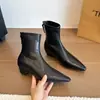 Versão em couro bovino~Botas finas de couro genuíno para aumentar a altura, para mulheres baixinhas, com forro de pelúcia, salto gatinho estilo francês vintage, elegantes botins para mulheres