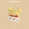 Gorro de Lana Cálido con Bola de Pelo de Dibujos Animados Lindo para Otoño e Invierno para Niños y Niñas Gorro con Protección para Orejas de Bebé para Suéter Infantil Gorro de Punto