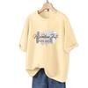 Camiseta de Manga Corta de Algodón Puro para Mujer Verano 2026 Nuevo Estilo Coreano Holgada Aspecto Adelgazante Versátil Cuello Redondo Top Asimétrico Camiseta