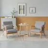 Sofá de Tela Minimalista Nórdico para Ocio, Desmontable y Lavable, de un Solo Asiento, Adecuado para Apartamentos Pequeños, Sala de Estar, Balcón, con Juego de Mesa y Sillas de Madera Maciza