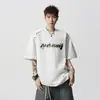 Camiseta de Manga Corta Estilo Americano de Peso Pesado con Estampado de Letras para Hombre, Marca Nueva de Tendencia Verano 2025, Camiseta Casual Holgada de Media Manga