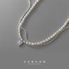 Delicado Collar de Perlas para Mujer Lujo Nicho Accesible Cadena Brillante para Clavícula Set de Dos Piezas Accesorios Populares Collar de Mujer