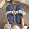 Sapatos Macios de Solado Lua para Casa Sapatos de Chão de Verão para Mulheres Laço Doce Coração de Menina Chinelos Confortáveis Universais para Todas as Estações
