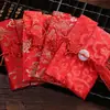 Boda suministros de boda sobre rojo de seda creativo estilo chino bordado tela de damasco sobre rojo sobre rojo bolsa de dinero
