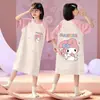 Camisola de Menina Verão Fina de Manga Curta Pijamas Fofos Infantis Verão Menina Desenho Animado Crianças Maiores Princesa Roupas de Casa