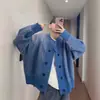 Suéter pesado de doble botonadura estilo americano para hombre, tejido transpirable y de corte holgado para otoño, cárdigan abierto de moda y casual